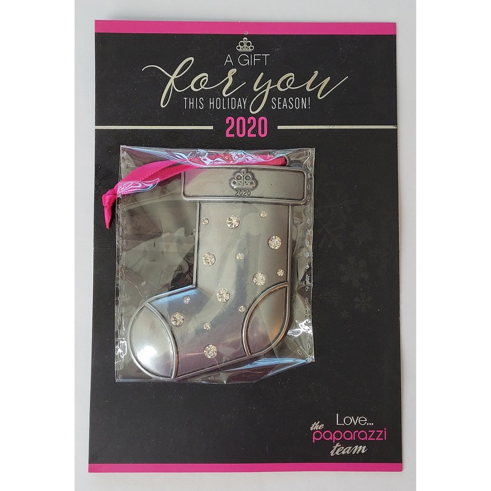 Paparazzi 2020 Holiday Stocking Ornament Silver Rhinestone Collectible S-0023